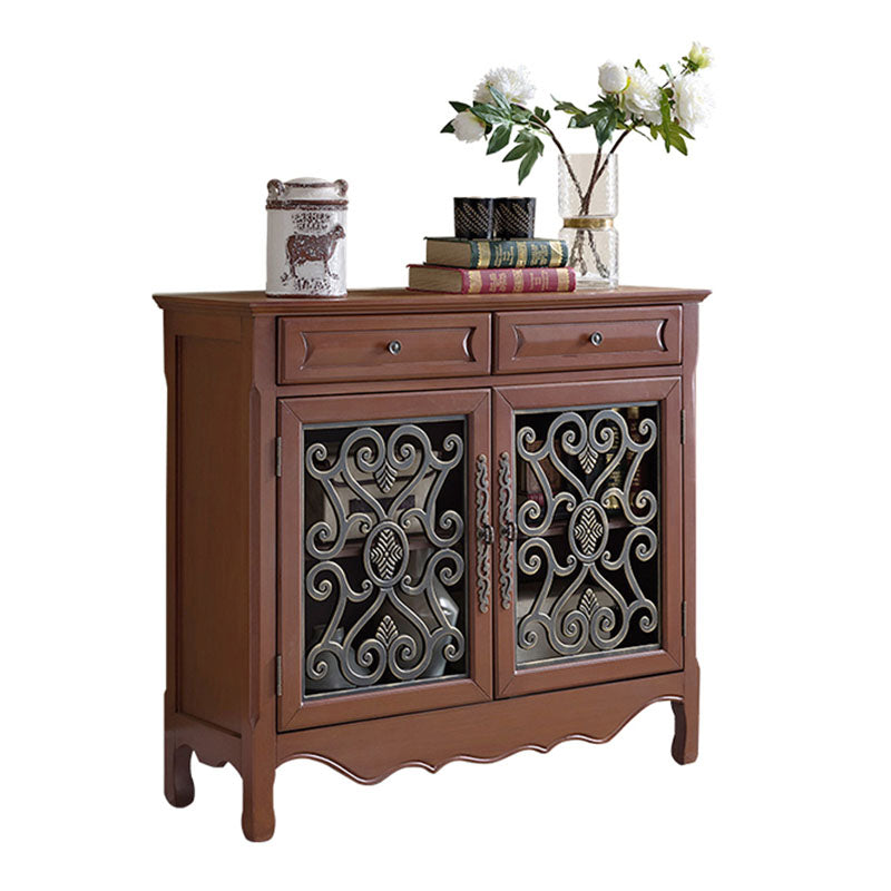 Glam Style Server Solid Wood Sideboard with Door for Dining Room