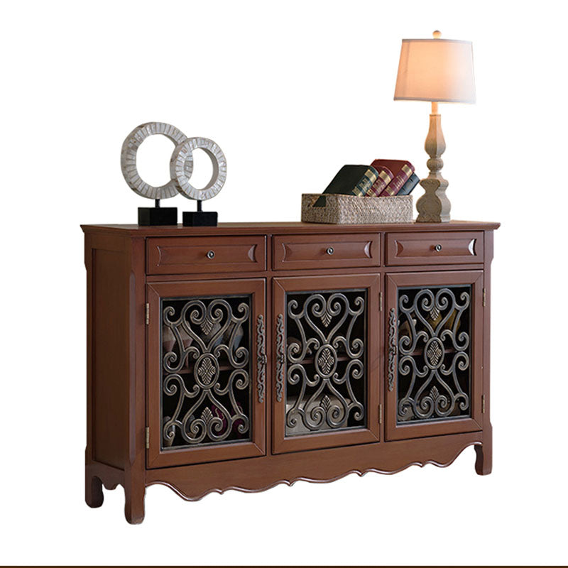 Glam Style Server Solid Wood Sideboard with Door for Dining Room