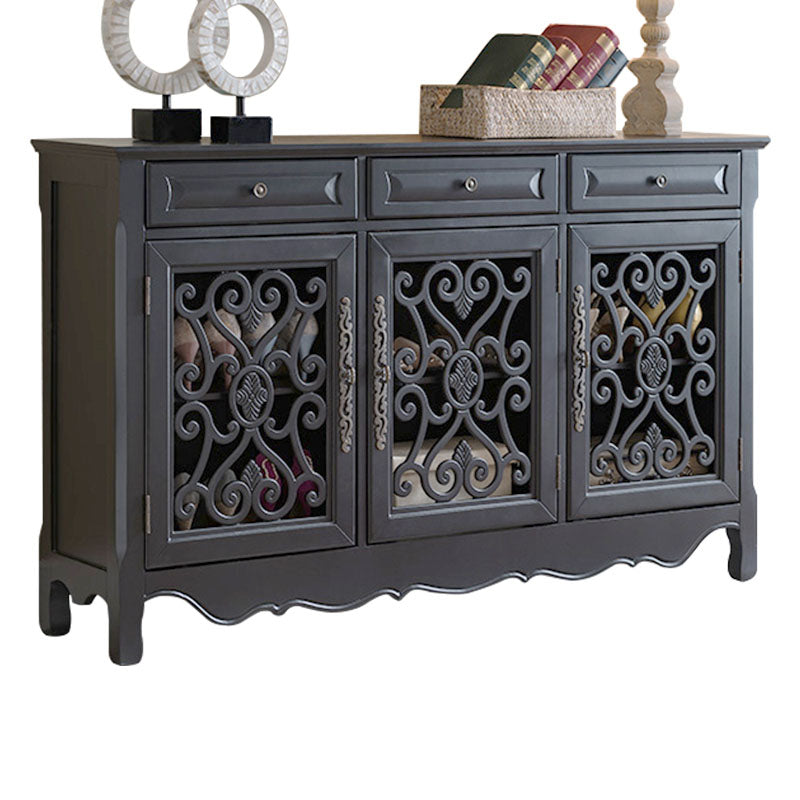 Glam Style Server Solid Wood Sideboard with Door for Dining Room