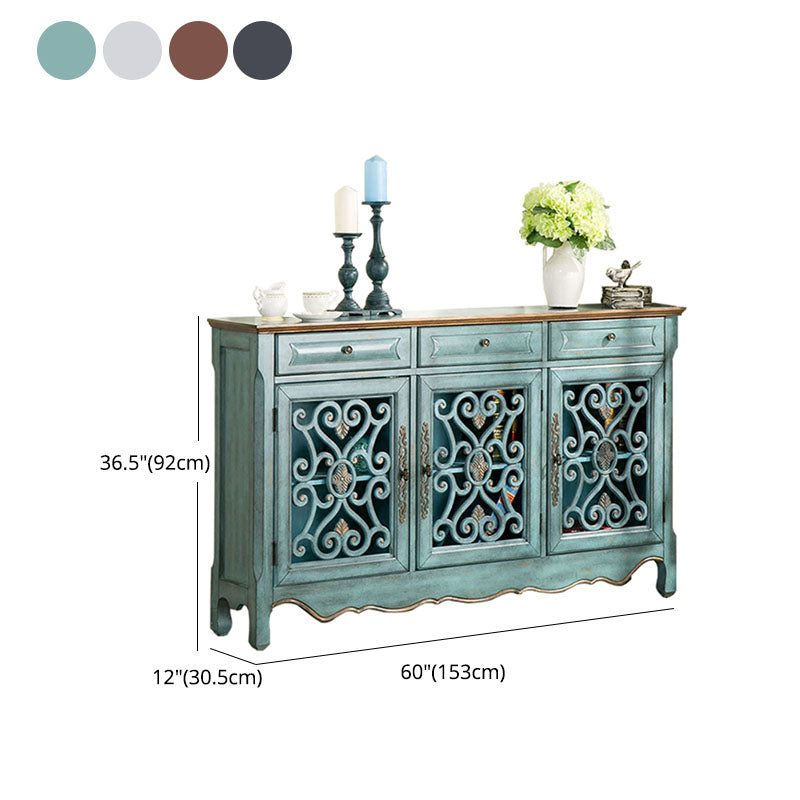 Glam Style Server Solid Wood Sideboard with Door for Dining Room