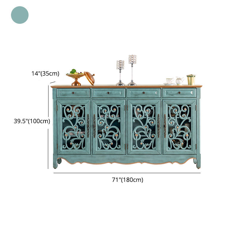 Glam Style Server Solid Wood Sideboard with Door for Dining Room