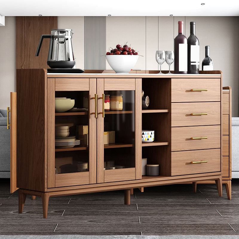 Contemporary Sideboard Brown Wood Frame Sideboard with Door and Drawer for Dining Room