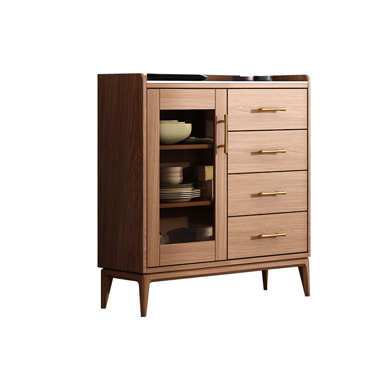 Contemporary Sideboard Brown Wood Frame Sideboard with Door and Drawer for Dining Room