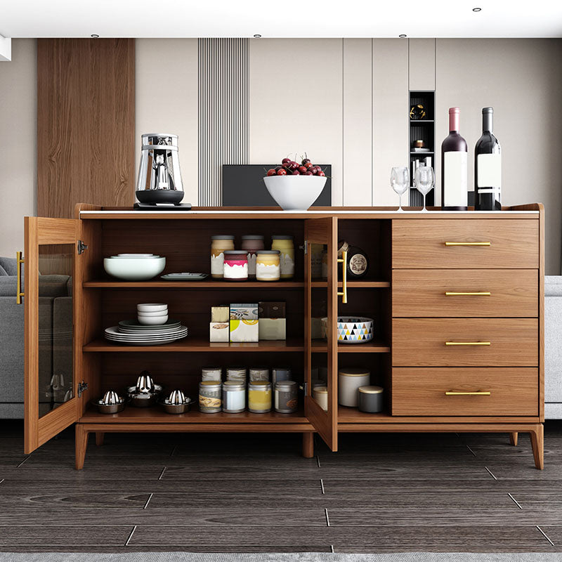 Contemporary Sideboard Brown Wood Frame Sideboard with Door and Drawer for Dining Room