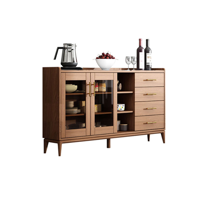 Contemporary Sideboard Brown Wood Frame Sideboard with Door and Drawer for Dining Room