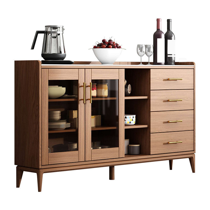 Contemporary Sideboard Brown Wood Frame Sideboard with Door and Drawer for Dining Room