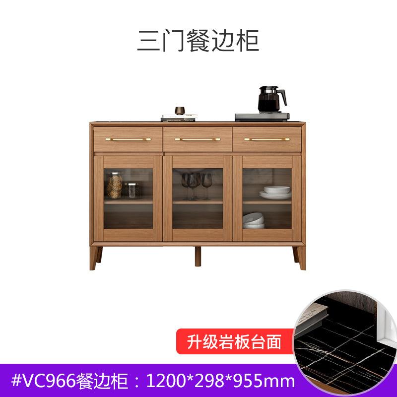 Contemporary Sideboard Brown Wood Frame Sideboard with Door and Drawer for Dining Room