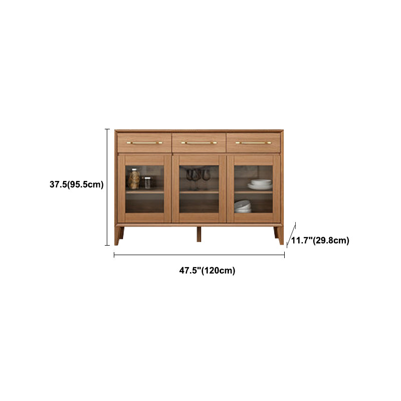 Contemporary Sideboard Brown Wood Frame Sideboard with Door and Drawer for Dining Room