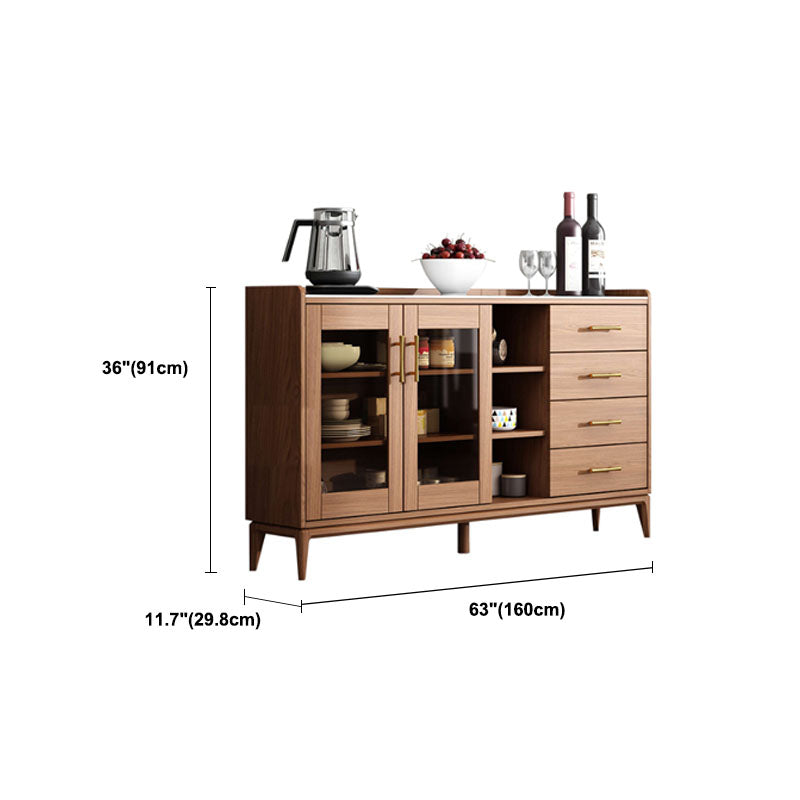 Contemporary Sideboard Brown Wood Frame Sideboard with Door and Drawer for Dining Room