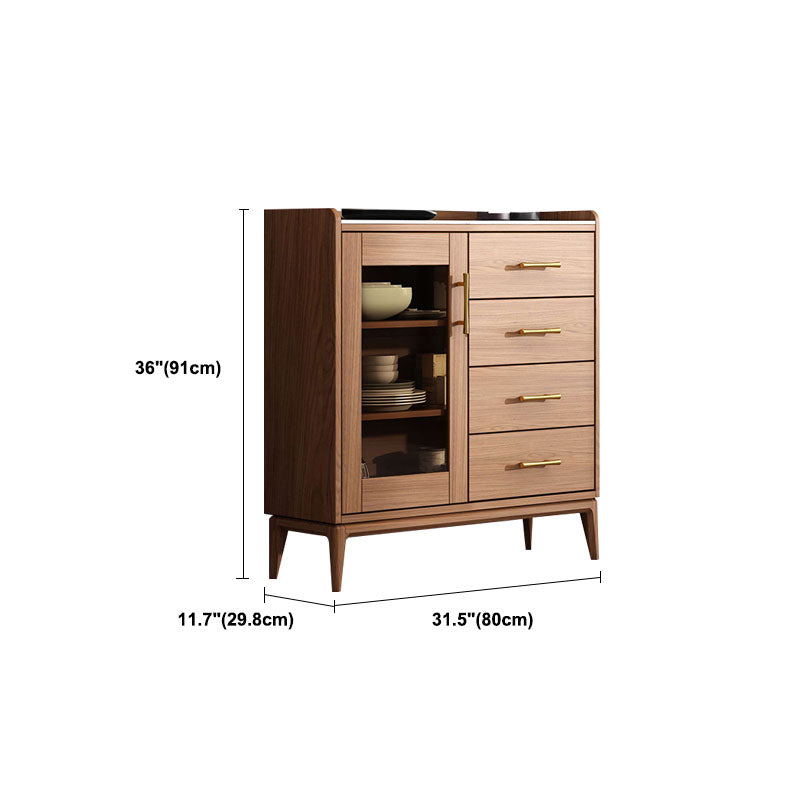 Contemporary Sideboard Brown Wood Frame Sideboard with Door and Drawer for Dining Room