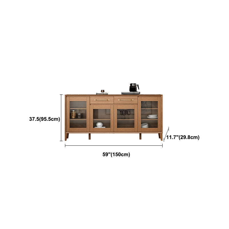 Contemporary Sideboard Brown Wood Frame Sideboard with Door and Drawer for Dining Room