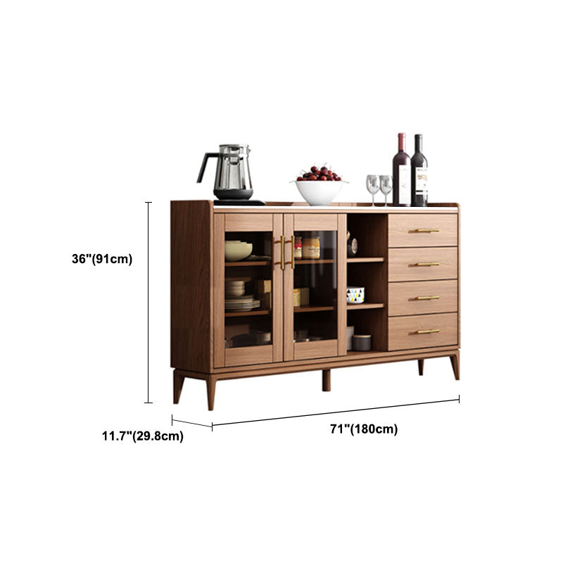 Contemporary Sideboard Brown Wood Frame Sideboard with Door and Drawer for Dining Room