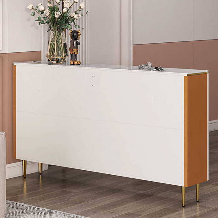 White Glam Sideboard Stone Top Sideboard with Door for Kitchen