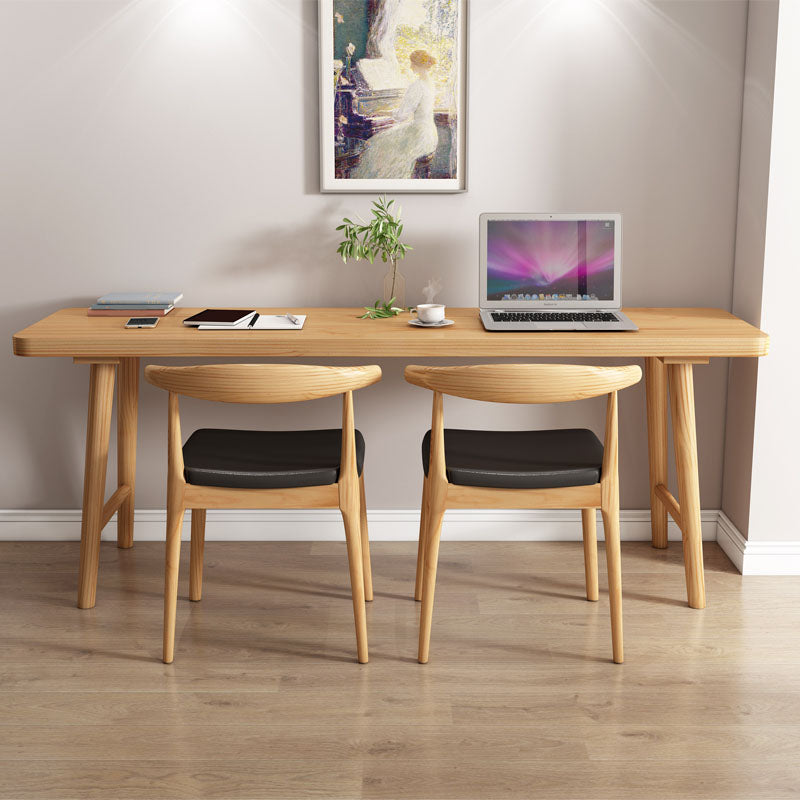 Simple Modern H-Shaped Study Desk Solid Wood Rectangular Desk for Home