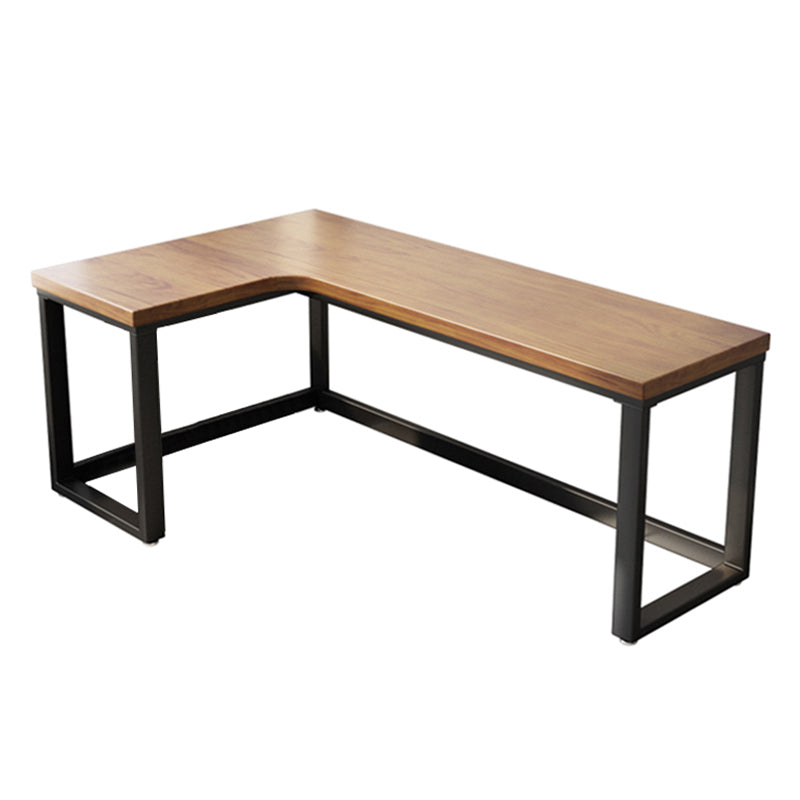 Solid Wood L-Shape Office Desk Industrial Fixed Writing Table