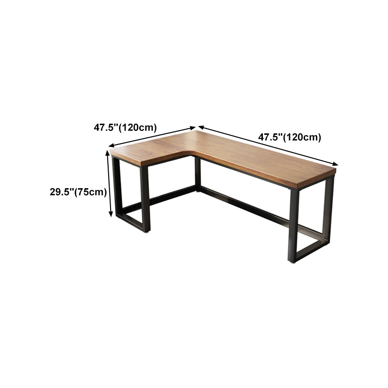 Solid Wood L-Shape Office Desk Industrial Fixed Writing Table