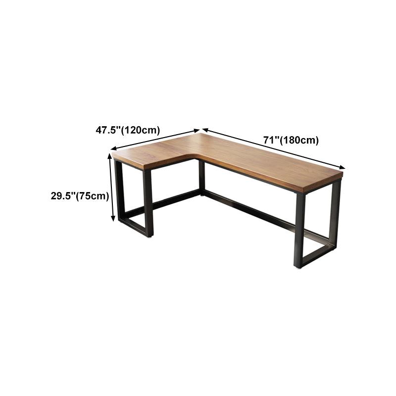 Solid Wood L-Shape Office Desk Industrial Fixed Writing Table