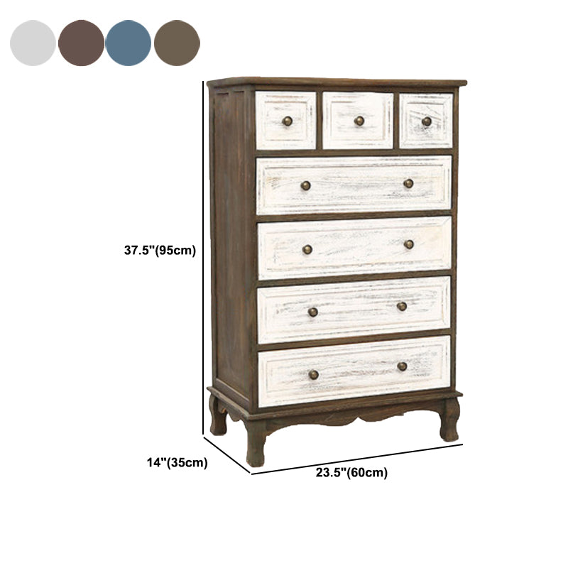 Nautical Matte Finish Storage Chest Solid Wood Bedroom Dresser