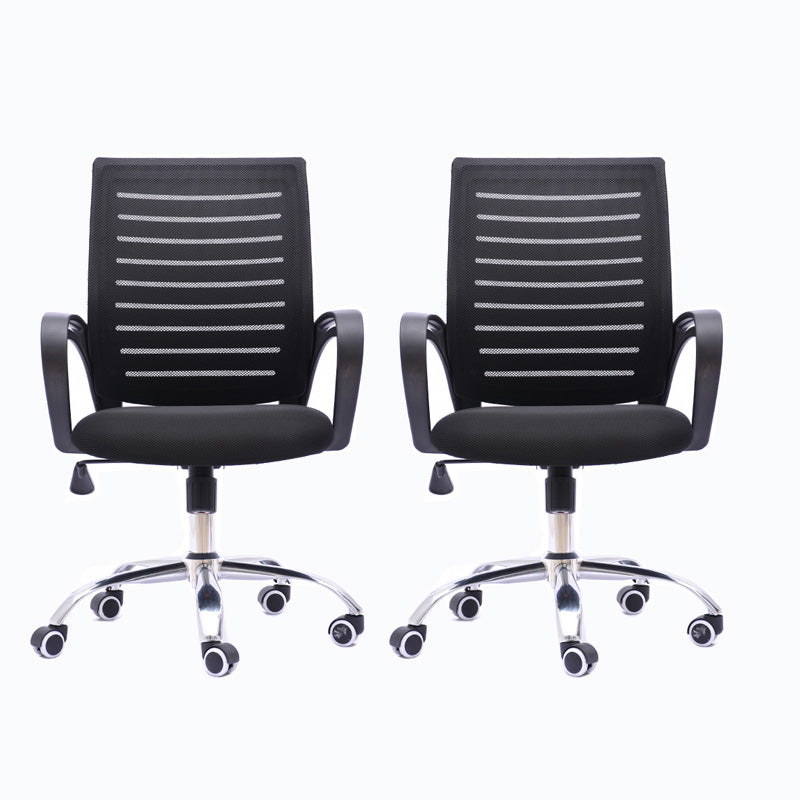 Black Mesh Office Chair Plastic Frame Desk Chair with Wheels