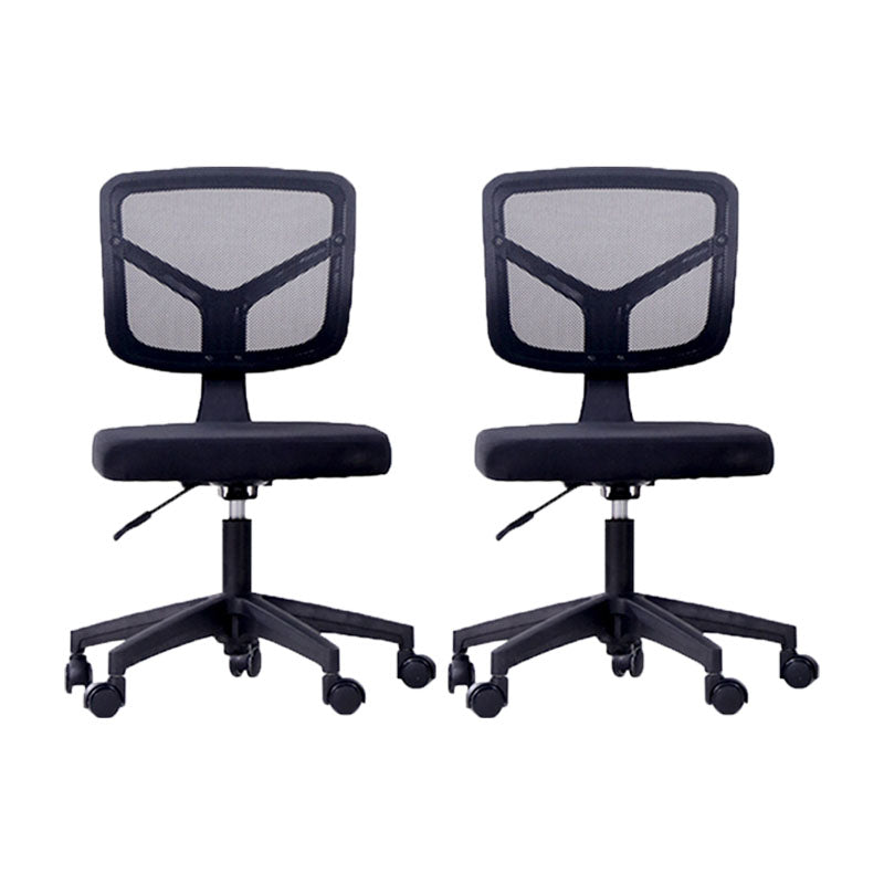 Rotatable Mesh Office Chair Nylon Frame Armless Desk Chair with Wheels