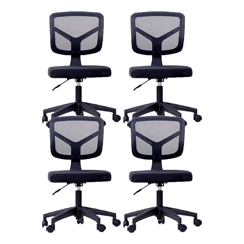 Rotatable Mesh Office Chair Nylon Frame Armless Desk Chair with Wheels