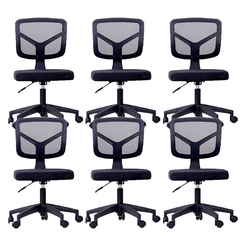 Rotatable Mesh Office Chair Nylon Frame Armless Desk Chair with Wheels