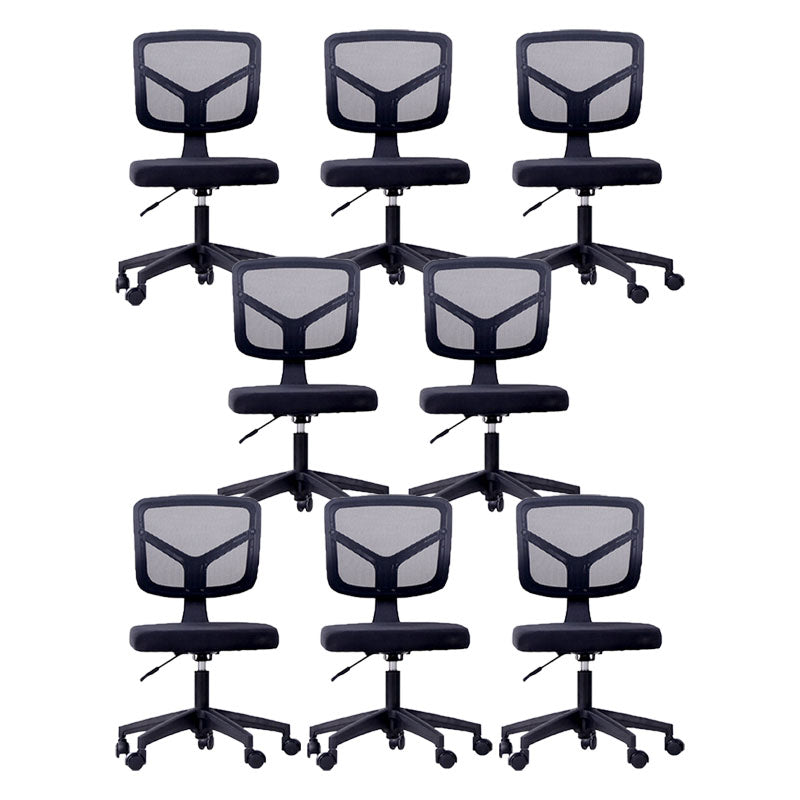 Rotatable Mesh Office Chair Nylon Frame Armless Desk Chair with Wheels