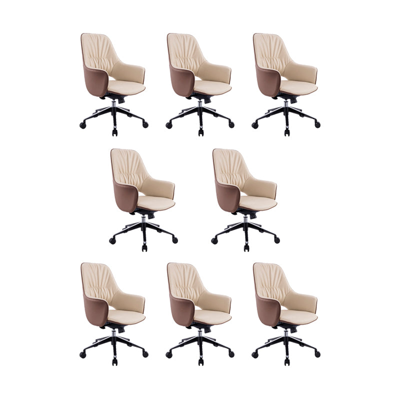 Rotatable Office Chair Metal Frame Leather Desk Chair for Home and Office