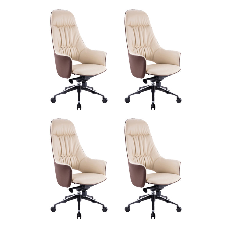 Rotatable Office Chair Metal Frame Leather Desk Chair for Home and Office