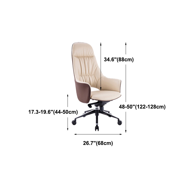 Rotatable Office Chair Metal Frame Leather Desk Chair for Home and Office