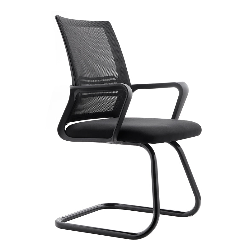 Black Mesh Office Chair Metal Frame Fixed Arm Desk Chair for Home and Office