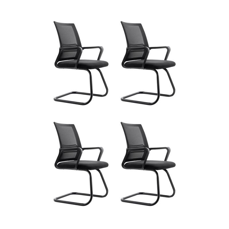 Black Mesh Office Chair Metal Frame Fixed Arm Desk Chair for Home and Office