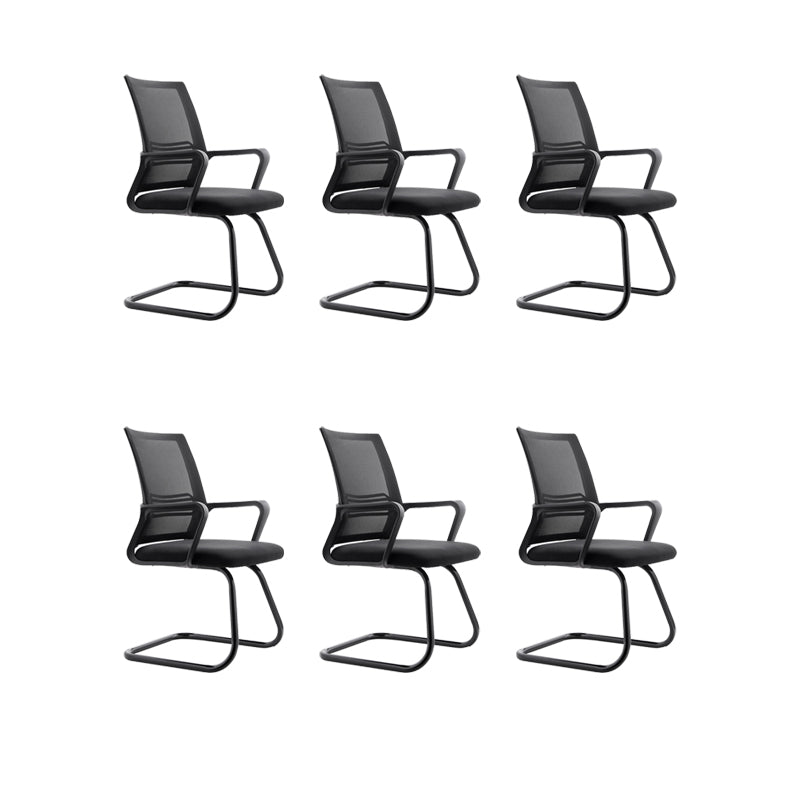 Black Mesh Office Chair Metal Frame Fixed Arm Desk Chair for Home and Office