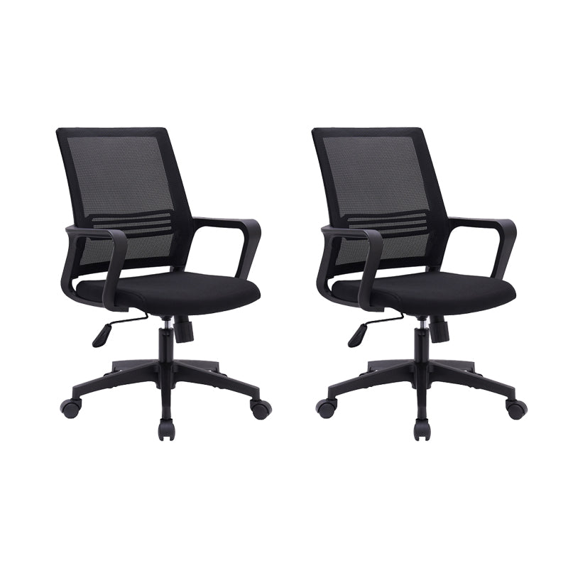 Black Mesh Office Chair Metal Frame Fixed Arm Desk Chair for Home and Office