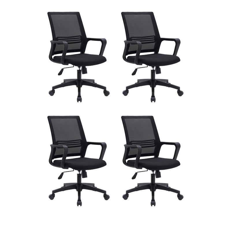 Black Mesh Office Chair Metal Frame Fixed Arm Desk Chair for Home and Office