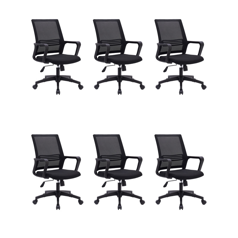 Black Mesh Office Chair Metal Frame Fixed Arm Desk Chair for Home and Office