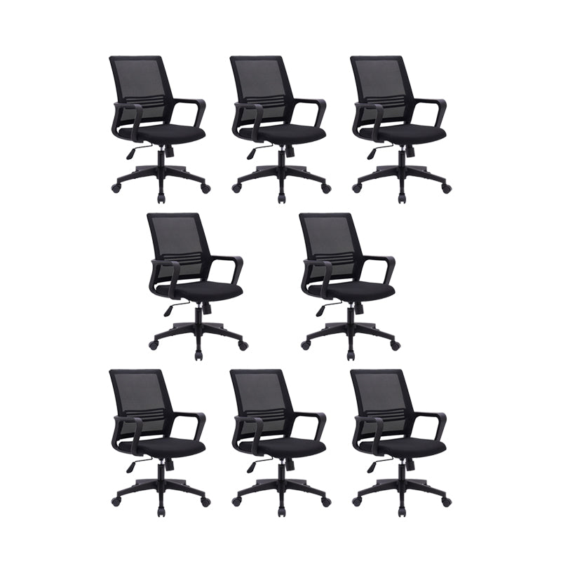 Black Mesh Office Chair Metal Frame Fixed Arm Desk Chair for Home and Office