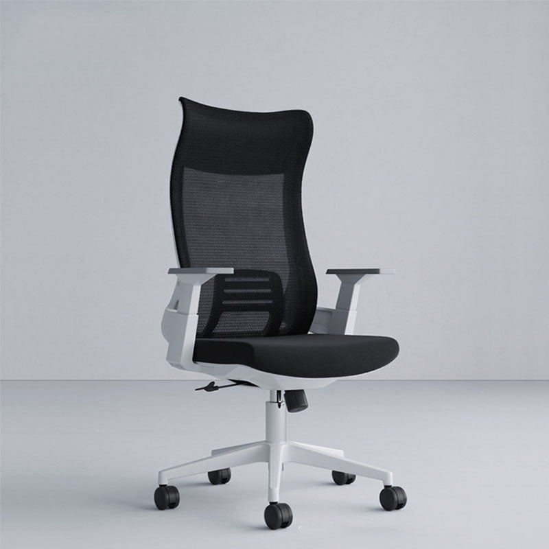 Black High Back Task Chair Nylon Frame Rotatable Mesh Office Chair