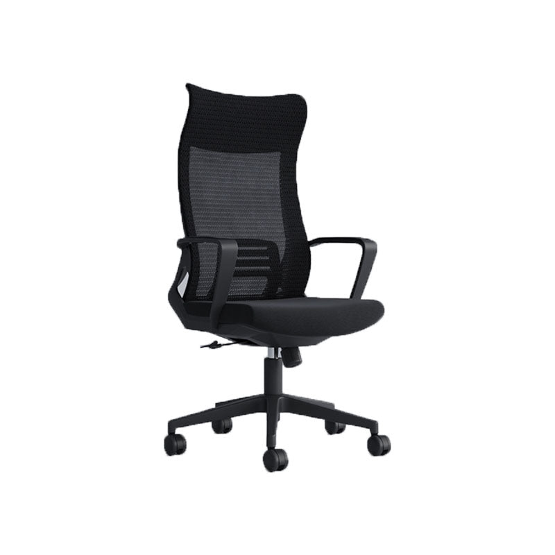 Black High Back Task Chair Nylon Frame Rotatable Mesh Office Chair