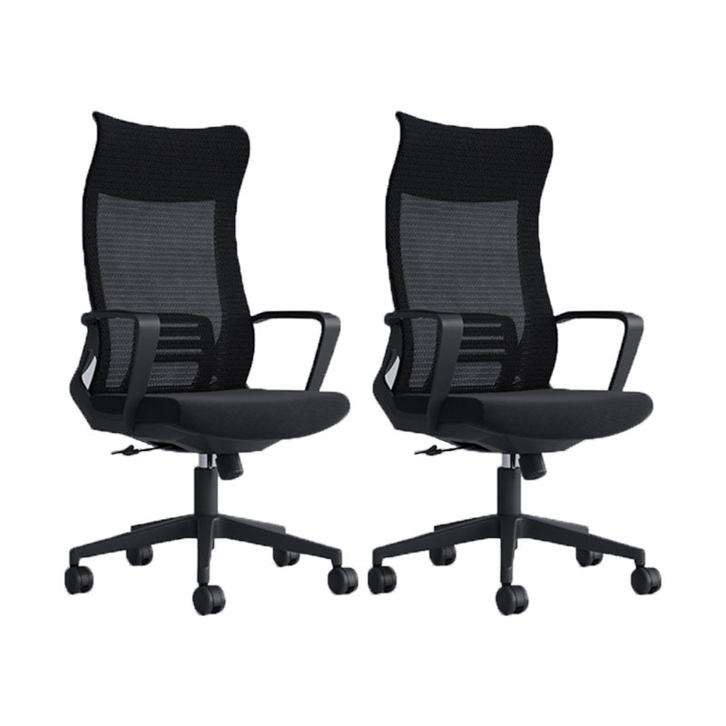 Black High Back Task Chair Nylon Frame Rotatable Mesh Office Chair