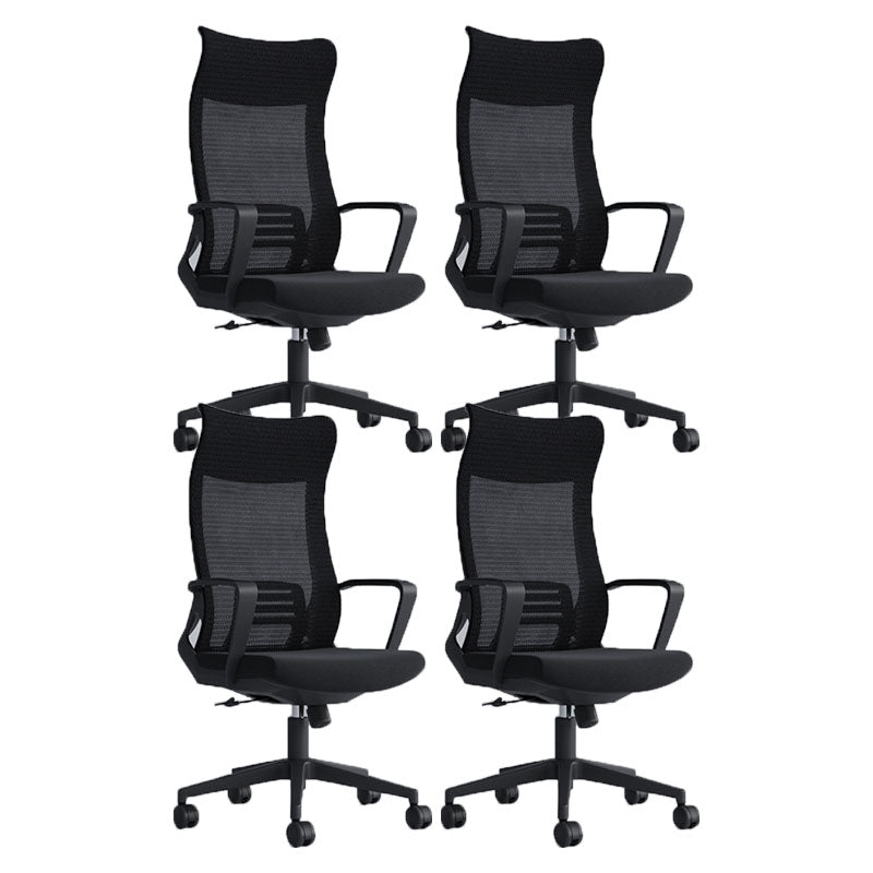 Black High Back Task Chair Nylon Frame Rotatable Mesh Office Chair