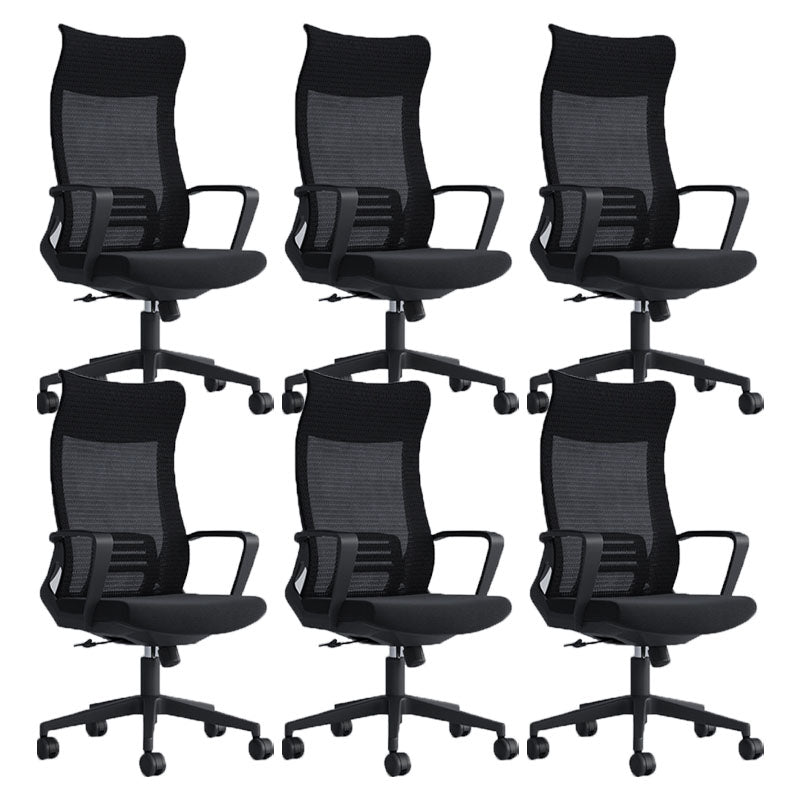 Black High Back Task Chair Nylon Frame Rotatable Mesh Office Chair