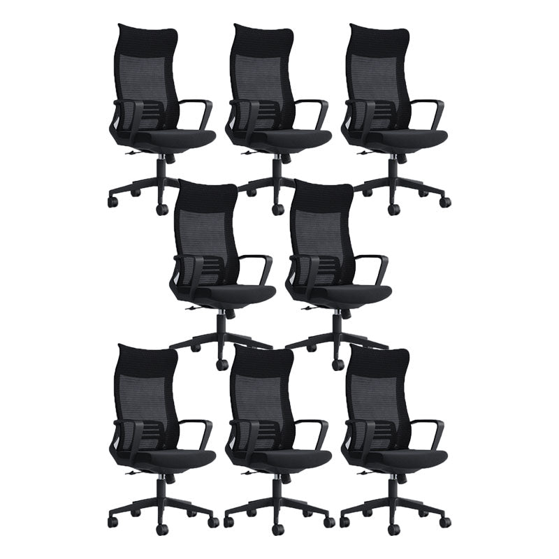 Black High Back Task Chair Nylon Frame Rotatable Mesh Office Chair