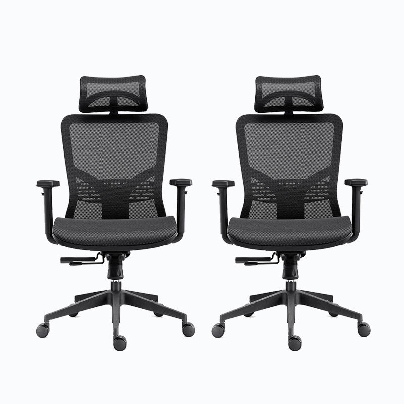 Black High Back Task Chair Rotatable Mesh Office Chair with Wheels