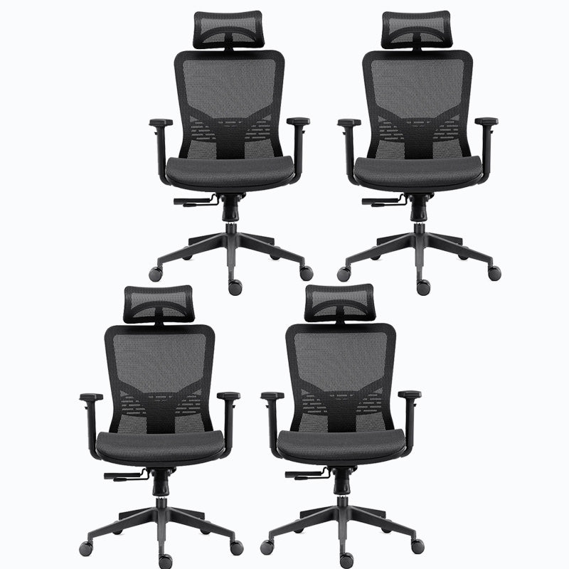 Black High Back Task Chair Rotatable Mesh Office Chair with Wheels