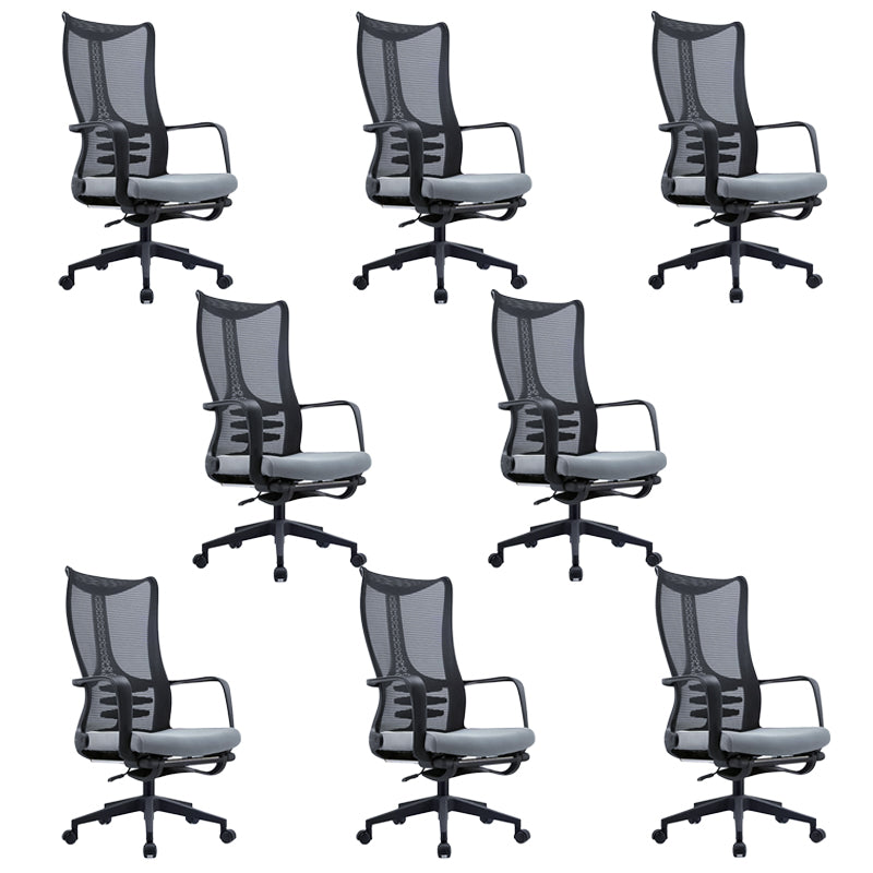 Mid Back Mesh Task Chair Nylon Frame Fixed Arm Office Chair with Wheels