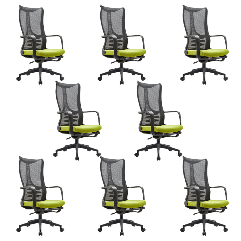 Mid Back Mesh Task Chair Nylon Frame Fixed Arm Office Chair with Wheels