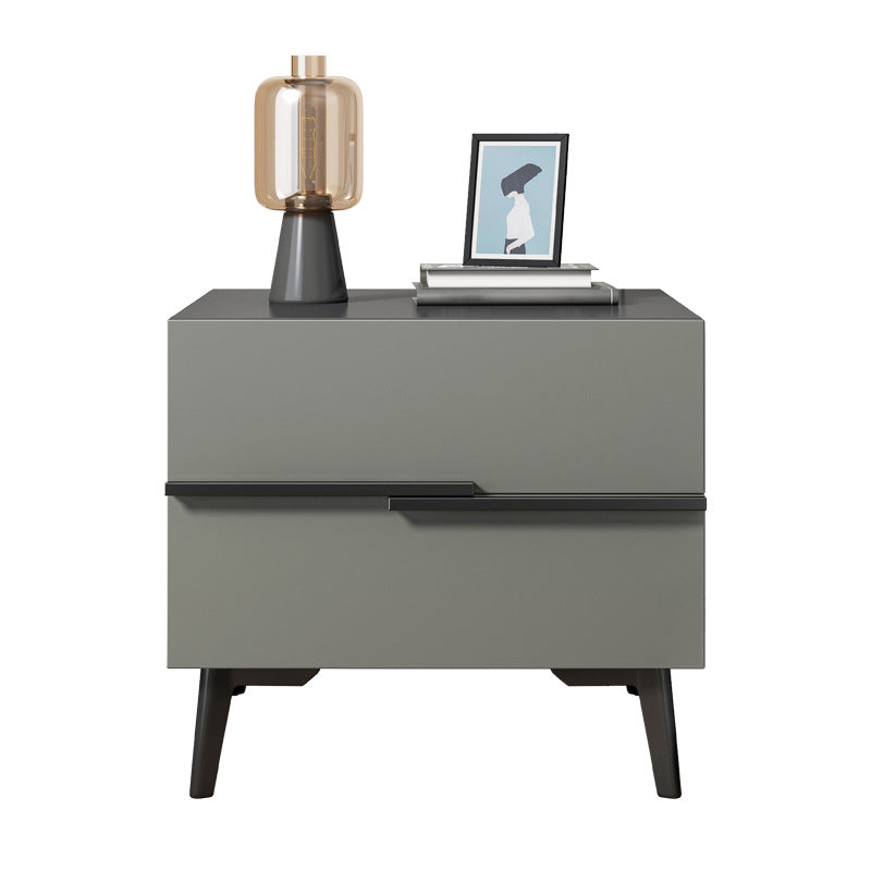 17 Inch H Nightstand 2-Drawer Grey Modern Imitation Wood Night Table with Legs