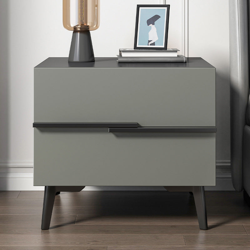 17 Inch H Nightstand 2-Drawer Grey Modern Imitation Wood Night Table with Legs