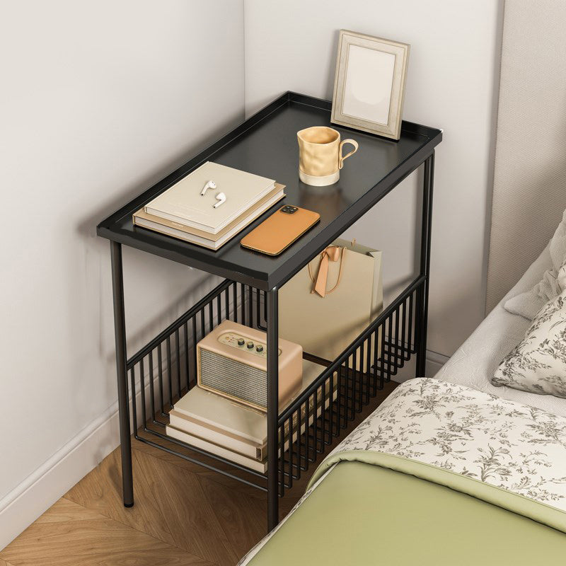 Modern Metal Nightstand Open Storage Stainless Shelf Included Night Table with Legs